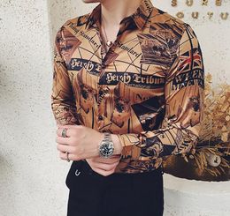 new European and American men039s long sleeve shirt men039s letter printed shirt casual shirt men party wear shirts7634352