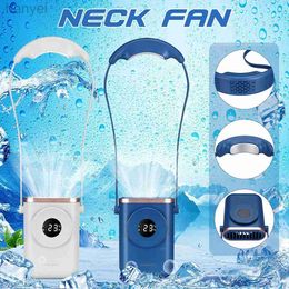 Electric Fans Outdoor Mini Protable Neck Fan With Refrigeration Electric Wireless Fan Bladeless Rechargeable USB Fan Air Conditioning 240316
