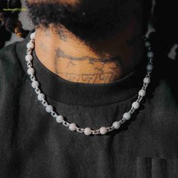 Iced Out Bling Cool Rock Punk Men Boy Jewelry Full Micro Paved CZ Heavy Ball Bead Chain Necklace