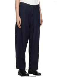 Женские брюки 2024, весенние женские модные темно-синие длинные джинсы High Street Lady, универсальные широкие джинсовые брюки, женские брюки-карго