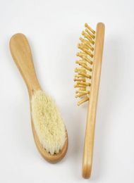 Pure natural wool baby small wooden brush comb shampoo brush portable soft and comfortable wool beard brush5620988