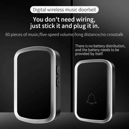 Doorbells Wireless Doorbell No Battery Required Waterproof Self-Powered Sets Home Outdoor Kinetic Ring Chime Door BellH240316