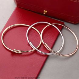 New Luxury Designer Bracelet 3mm Thinner Nail Bracelet Fashion Unisex Cuff Bracelet Couple Bangle Gold Titanium Steel Bangle Jewelry Valentines Day Gift E3