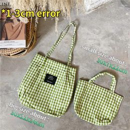 Evening Bags Vintage Plaid Women Canvas Shopping Female Thin Strap Cloth Handbags Student Girls Travel Casual Tote Large Shoulder Bag