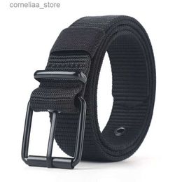 Belts Perforated canvas belt for men and women Jeans cloth pants needle buckle belt for Student youth recreational sports belt for womY240316