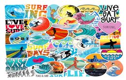 50pcs Lot Summer Surfing Beach Stickers Laptop Skateboard Guitar Luggage Case Car Motorcycle Bike Graffiti Stickers Waterproof PVC8842119