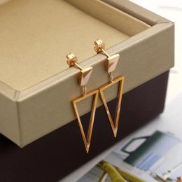 Dangle Earrings Trapezoid Hanging Hollow Triangle Drop Conform Female Fashion Titanium Steel Rose Gold Colour Jewellery