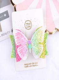 35 Inch Butterfly Hairgrips Glitter Hair Bows with Clip BlingBling Bow Hair Clip Girls Hair Accessories 2 Colours YL0918066869