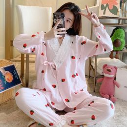 Sleepwear Cotton Maternity Breastfeeding Sleepwear Summer Thin Loose Nursing Pregnant Women Pamas Suits for Pregnancy Homewear Lounge