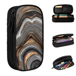 Classic Elegant Black And Gray Marble Pencil Case Modern Pencilcases Pen Student Large Storage Bags Office Gift Stationery