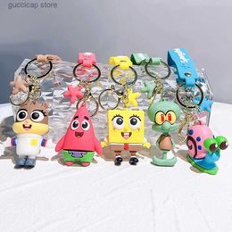 Keychains Lanyards Cartoon Cute Sponge Baby Doll Pendant Car Keychain Pendant Couple Bag Keychain Accessories Wholesale Y240316