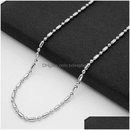 Chains Stainless Steel 2.4Mm Beaded Ball Bamboo Link Chains Necklace 50Cm 55Cm 60Cm 65Cm 70Cm For Pendants Jewelry Drop Delivery Jewel Dhgej