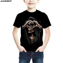Men's Casual Shirts Jumeast Men Women 3D Children T-Shirt Fe Streetwear Ghost Skull Hip Short Sle Kids T Shirt Sport Pullover Tops TeesC24315