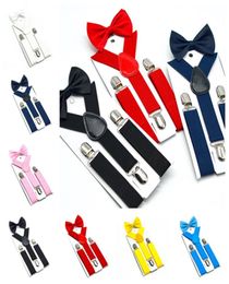 Kids Suspenders Bow Tie Set 7 Colours Boys Girls Braces Elastic YSuspenders with Bow Tie Fashion Belt child Accessories T2G50678020845