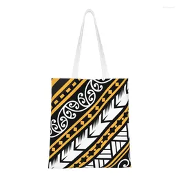 Shopping Bags Traditionally Yellow And Black Maoris Design From Zealand Canvas Bag Women Portable Grocery Shopper Tote