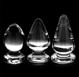 60mm Women Big Large Glass Sex Toys Transparent Crystal Anal Plug Vagina Butt Plugs7936724