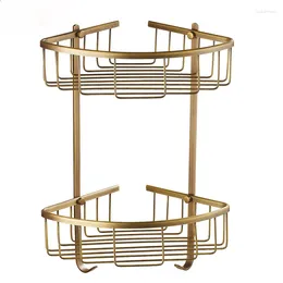 Kitchen Storage All Copper Bathroom Corner Net Basket Rack European Wall Hanging Double Shelf Hardware Pendant