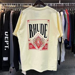 Rhude Shirt Luxury Brand Shirt Designer T Shirt Mens Rhude S Print White Black Summer Loose Rhude Shirt Polo Shirt Street Pure Cotton Fashion Youth Shorts Sleev 281