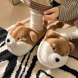 Slippers Lovely Dog Women Fuzzy Platform 2024 Winter Warm Plush Slides Indoor Fluffy Furry Funny Shoes