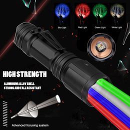 New USB Charging Long-Range LED Strong Telescopic Zoom Pen Clip, Outdoor Mini Flashlight With 4 Light Sources 189872