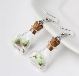 Dangle Earrings 20 28mm Heart Shape Glass Cork Bottle Dry Flower Vial Pendant Earring Fashion Earings