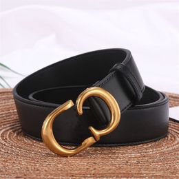 2021 Men's Designer Belts Fashion Leather Black Business Belt for Ladies Gold Buckles Classic Casual Decorative with White Bo283w