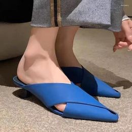 Casual Shoes 2024 Fashion Women's Closed Toe Pumps Summer Sexy Dress Party High Heel Pump Female Slingback Half Slippers