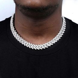 Hip Hop Jewelry Sterling Sier 12mm Necklace Iced Out VVS Moissanite Cuban Link Chain