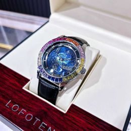 Rainbow Full Sky Star Mechanical Watch Panel Night Glow Waterproof Fully Automatic Mens High end Fashion Light Luxury