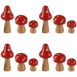 Garden Decorations 12 Pcs Simulated Wooden Mushroom Courtyard Decor Pography Prop Potted Moss Small Ornaments