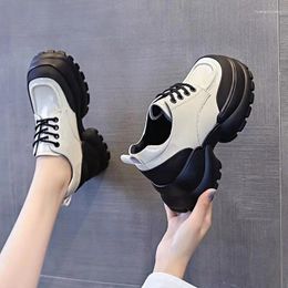 Casual Shoes Patent Leather Bright Face Small For Women Lightweight Thick Sole Lace-up Fashion Single