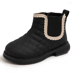 Boots Children's Short Winter Baby Kids Plush Warm Cotton Soft Sole Girl Princess Leather