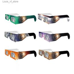 Sunglasses Eclipse Viewing Glasses 6/12 Pcs Uv Block Safety View Colour Sun Image Printing Paper Lightweight H240316