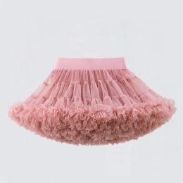 Dresses 110t Lace Skirt Girls Fluffy Chiffon Pettiskirt Solid Colours Tutu Skirts Girl Dance Skirt Christmas Tulle Petticoat Tulle B062