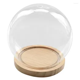 Decorative Figurines -Decorative Glass Bell With Wooden Floor Transparent Container Micro-Landscape Garden DIY Terrarium