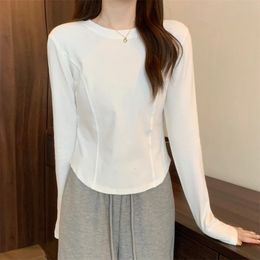 Winter Kpop Y2K T-shirt Women Korean Fashion Slim Vintage Tee Shirt Femme Sexy Japanese Long Sleeve Autumn Clothes Tops Woman 240312