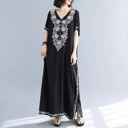 Women's Sleepwear Summer Style Nightdresses Women Dress Embroidery V-neck Nightgown Plus Size Nightwear Loose Outside Wear