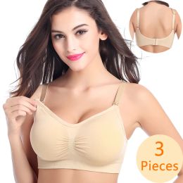 Tanks 3 Pcs Maternity Bras Seamless Nursing Bra Pregnancy Clothes Prevent Sagging Breastfeeding Women Breathable Wirefree Feeding Bras