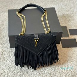 Suede crossbody designer bag handbag Ladies Nubuck Fringe Chain suede bag womens Fashion all-match classic Solid color shoulder bags wallet