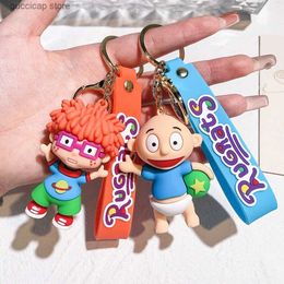 Keychains Lanyards Creative cartoon naughty little soldier modern primitive keychain pendant bag car key chain wholesale Y240316