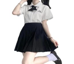 Clothing Sets Thailand Summer School Uniform Set Short Sleeve Shirt Pleated Skirt Suit For High Girls Student Uniforms2151893