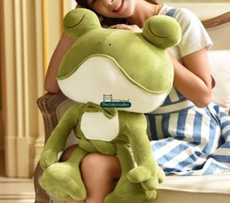 Dorimytrader Cute Big Cartoon Frog Plush Toys Soft Stuffed Anime Green Frog Doll Animals Pillow for Kid Gift 50cm 70cm 80cm DY619419817629
