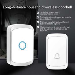 Doorbells Waterproof Wireless Doorbell For Smart Home Outdoor Door Bell 60 Ringtone 5 Volume Adjustable LED Flash Security AlarmH240316