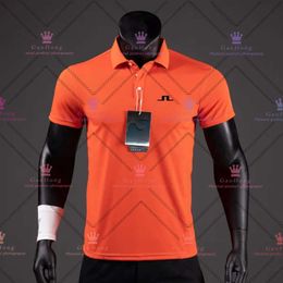 Polos Men Men's Polo Golf Casual Shirts Summer Shirts Short Sleeves Summer Breathable Quick Dry J Lindeberg Golf Wear Sports T Sweat Man 8852