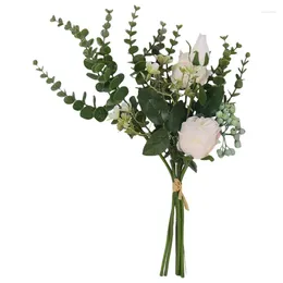 Decorative Flowers Artificial Bouquets Flower Arrangements Silk Roses Eucalyptus Leaves Berries Wedding Floral