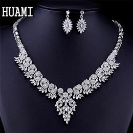 HUAMI Banquet Top Quality Fine Jewellery Sets for Women Dress Accessorie Bridesmaids Gift Stud Earrings Lady Fashion Party Bijoux 240228