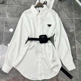 Luxury designer women's shirt belt shirt top chiffon women's shirt sexy jacket with waist bag