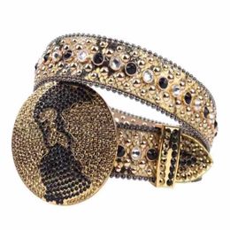 2022 Designer Bb Belt Simon Belts for Owen Men Women Fashion Shiny KOR Diamond Belt Gold BIG Rhinestones Multicolour321W