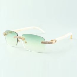 double row diamond buffs sunglasses 3524026 with white buffalo horn legs glasses Direct sales size 56-18-140mm
