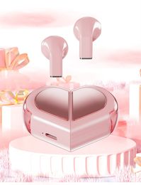 Pink Heart Wireless Earbuds Cute Small Mini Tiny Invisible Earbuds Wireless Bluetooth for Small Ears Canals Women Kawai Blue Tooth Ear Buds for iPhone Android